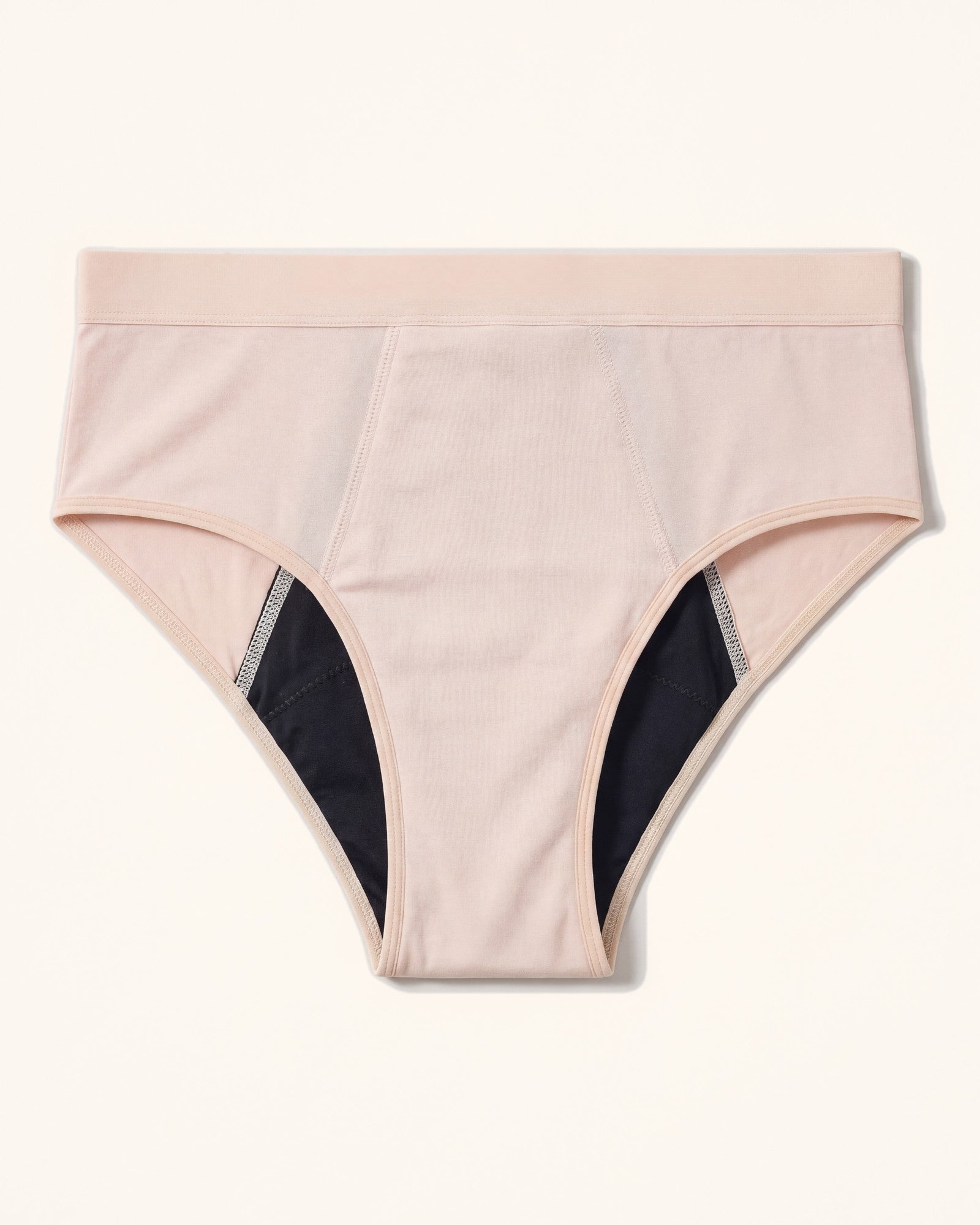 Front of the sand underwear with the dark central gusset visible
